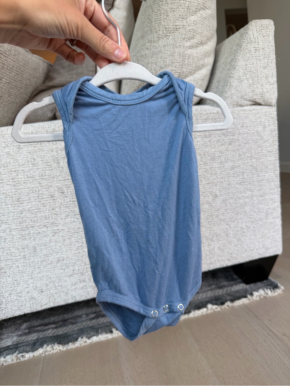 Spearmint Love Blue Sleeveless Cotton Baby Bodysuit